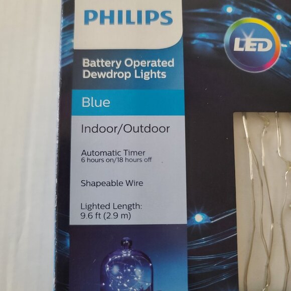 3 Philips Dewdrop LED 30 ct Wire Light 2 Green 1 Blue Battery Operated Timer NEW - Picture 11 of 15